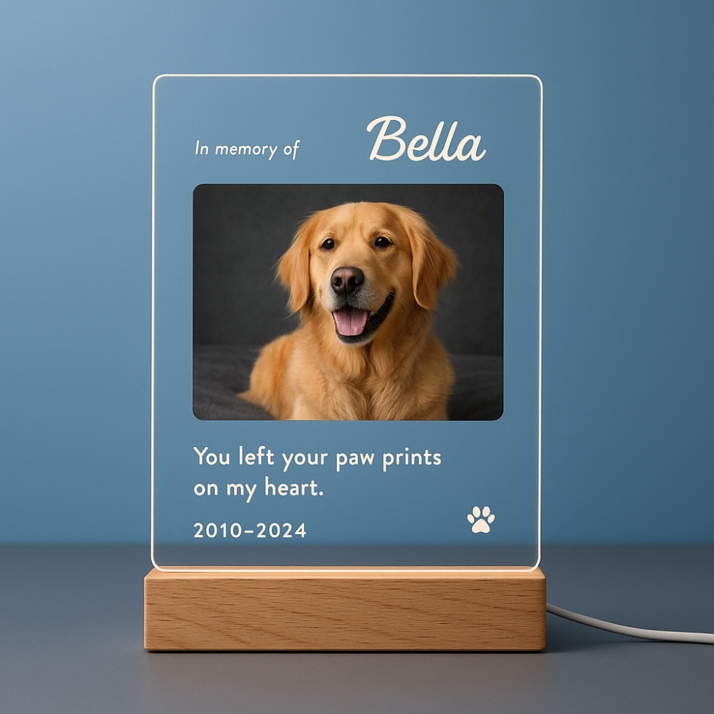 Pet Memorial LED Plaque, Pet Memorial Gift, Dog Remembrance Gift, Dog Cat Loss Sympathy Gift