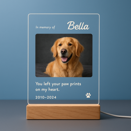 Pet Memorial LED Plaque, Pet Memorial Gift, Dog Remembrance Gift, Dog Cat Loss Sympathy Gift